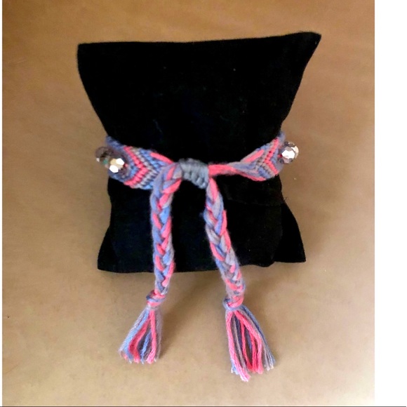 Woven and Beaded Bracelet with Pink Dragonfly charm - Picture 2 of 5